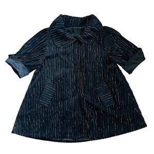 Damee Swing Jacket Black Sparkle Oversized Collar Snap Front